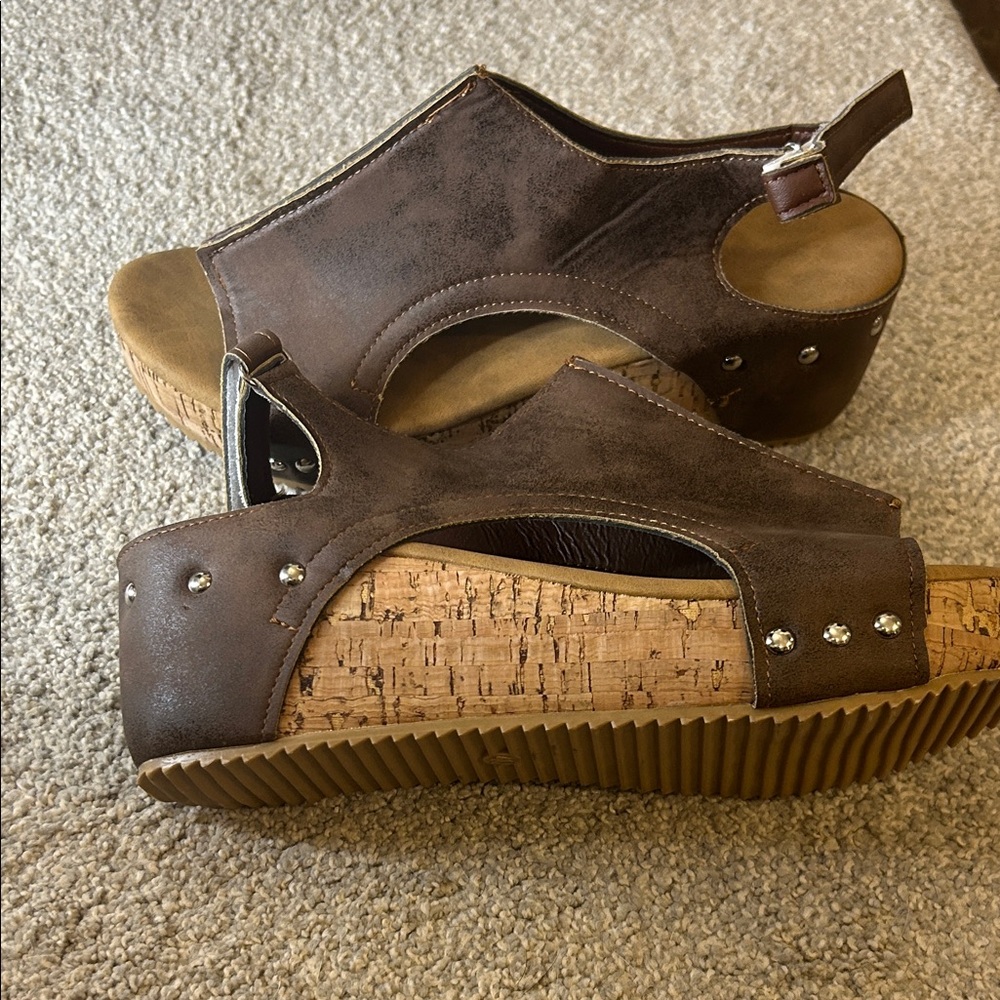 Brown Wedge Sandals